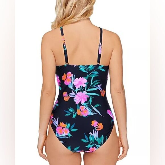 Island Escape Women's Poolside
One-Piece Swimsuit, Ocean Bloom Multi size 8 New - Picture 3 of 16